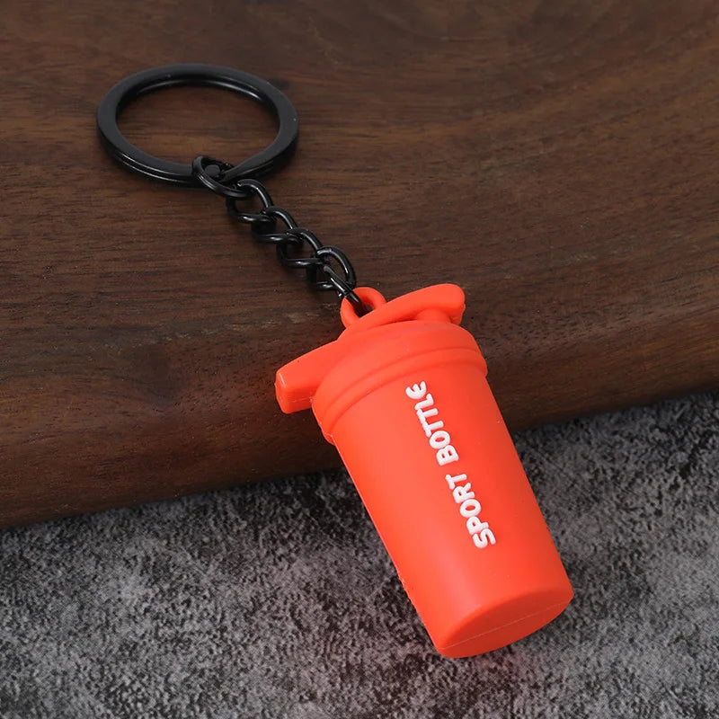 Metal Barbell and Dumbbell Keychain