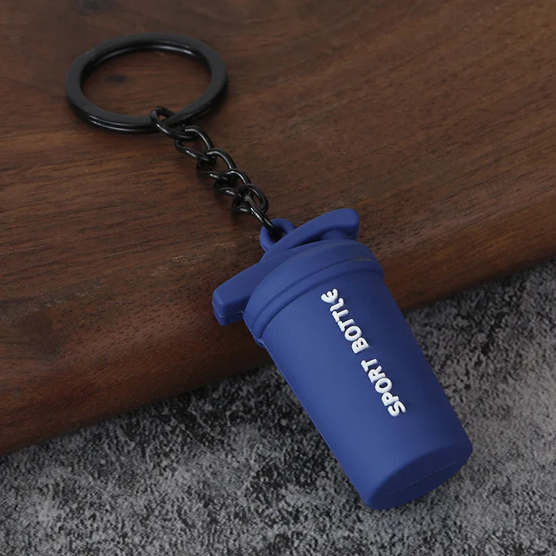 Metal Barbell and Dumbbell Keychain