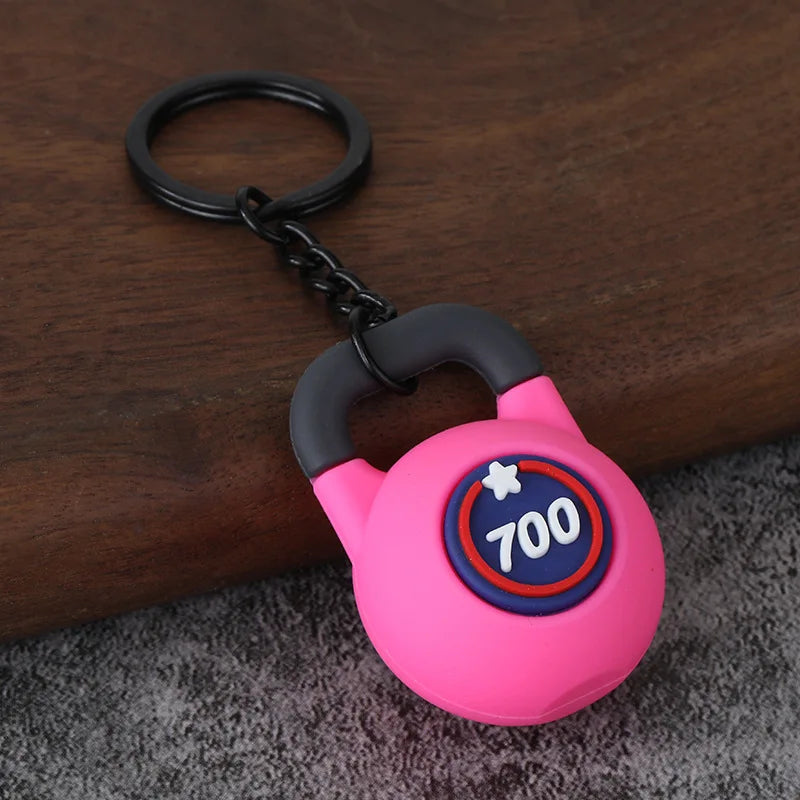 Metal Barbell and Dumbbell Keychain