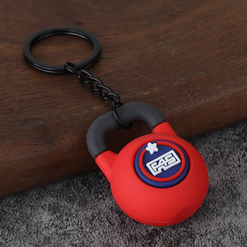 Metal Barbell and Dumbbell Keychain