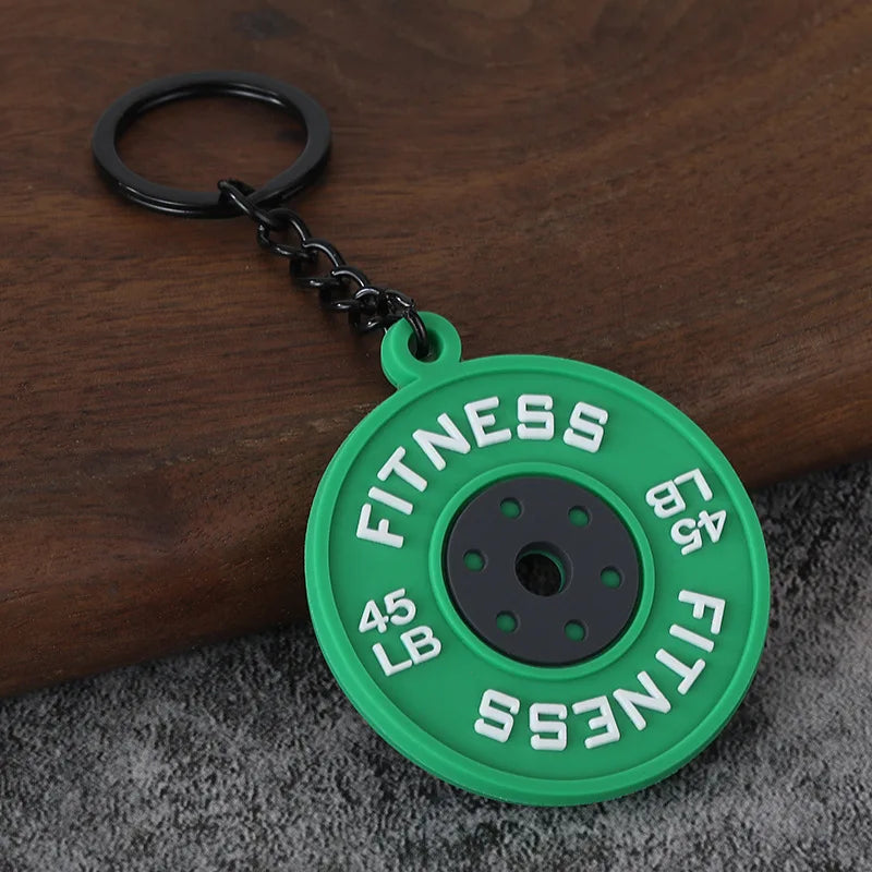 Metal Barbell and Dumbbell Keychain