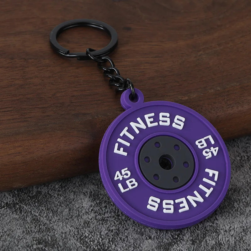 Metal Barbell and Dumbbell Keychain
