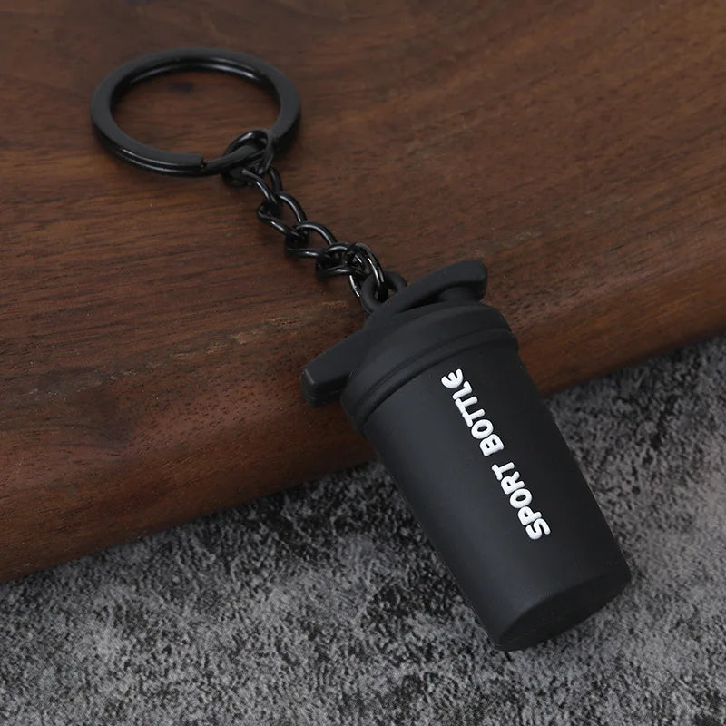 Metal Barbell and Dumbbell Keychain