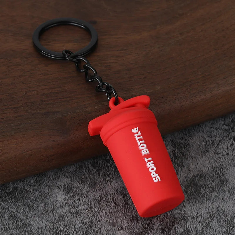 Metal Barbell and Dumbbell Keychain