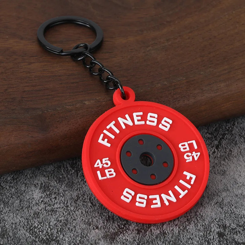 Metal Barbell and Dumbbell Keychain