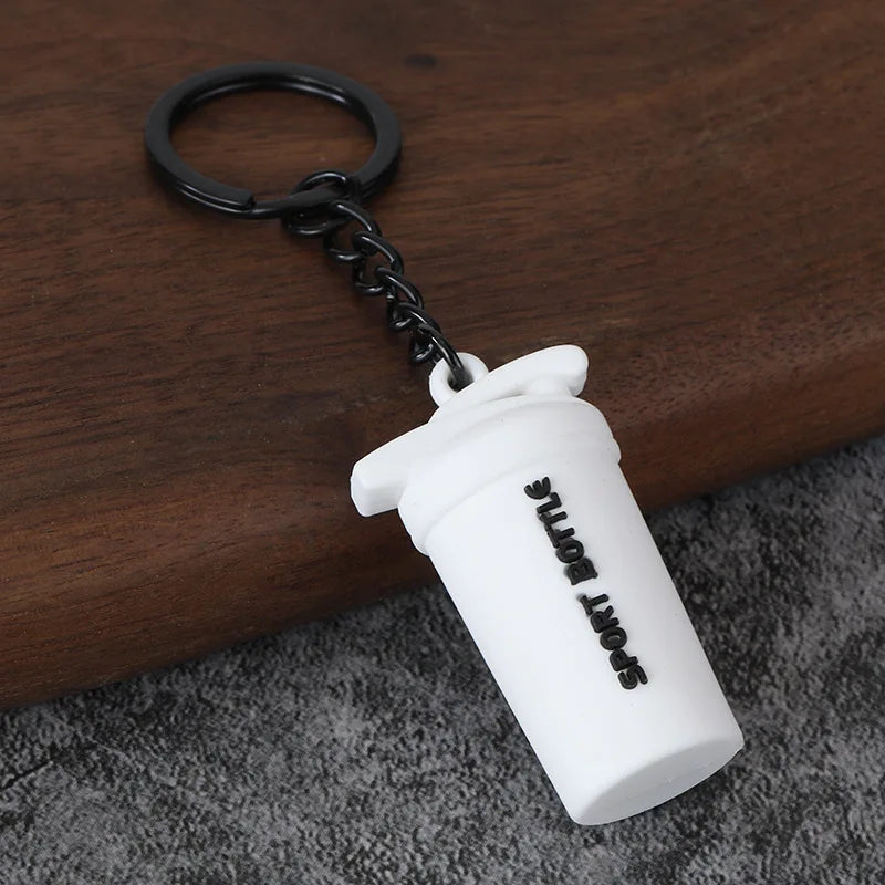 Metal Barbell and Dumbbell Keychain