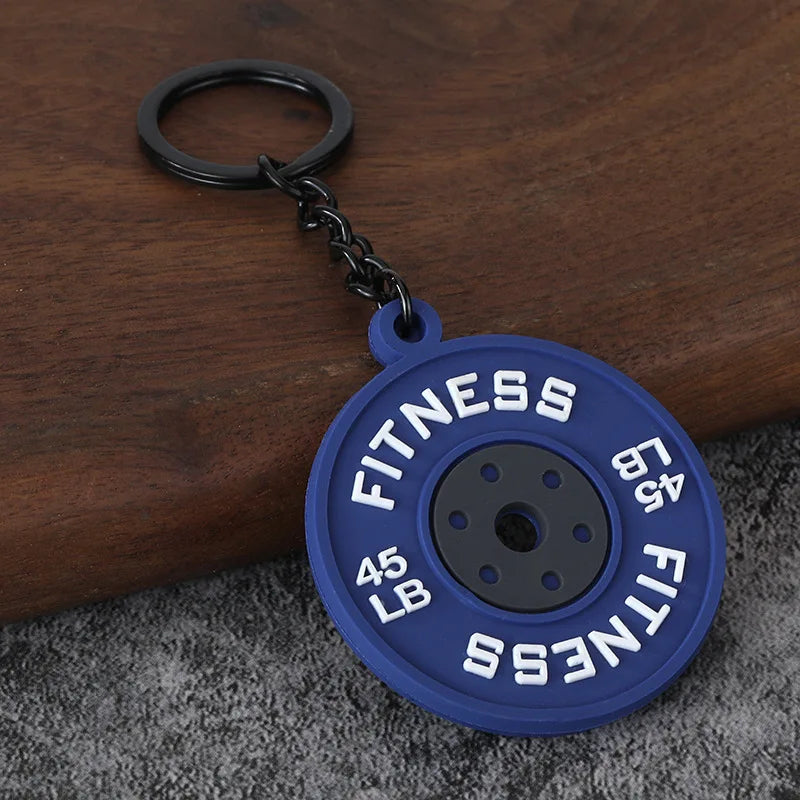 Metal Barbell and Dumbbell Keychain