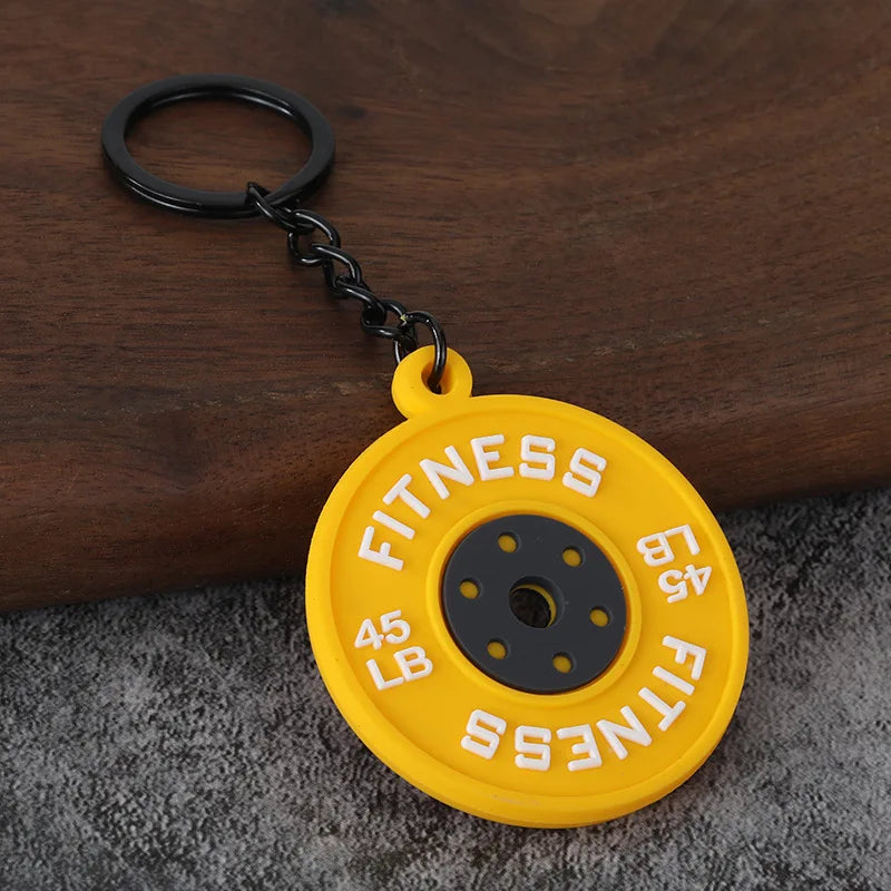 Metal Barbell and Dumbbell Keychain