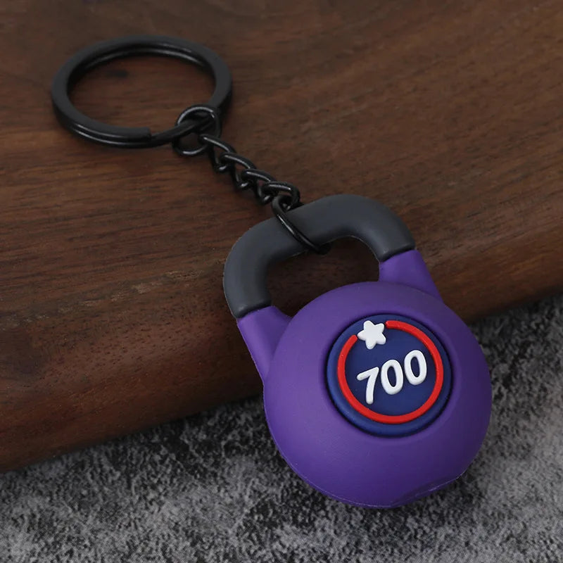 Metal Barbell and Dumbbell Keychain