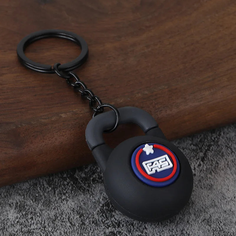 Metal Barbell and Dumbbell Keychain