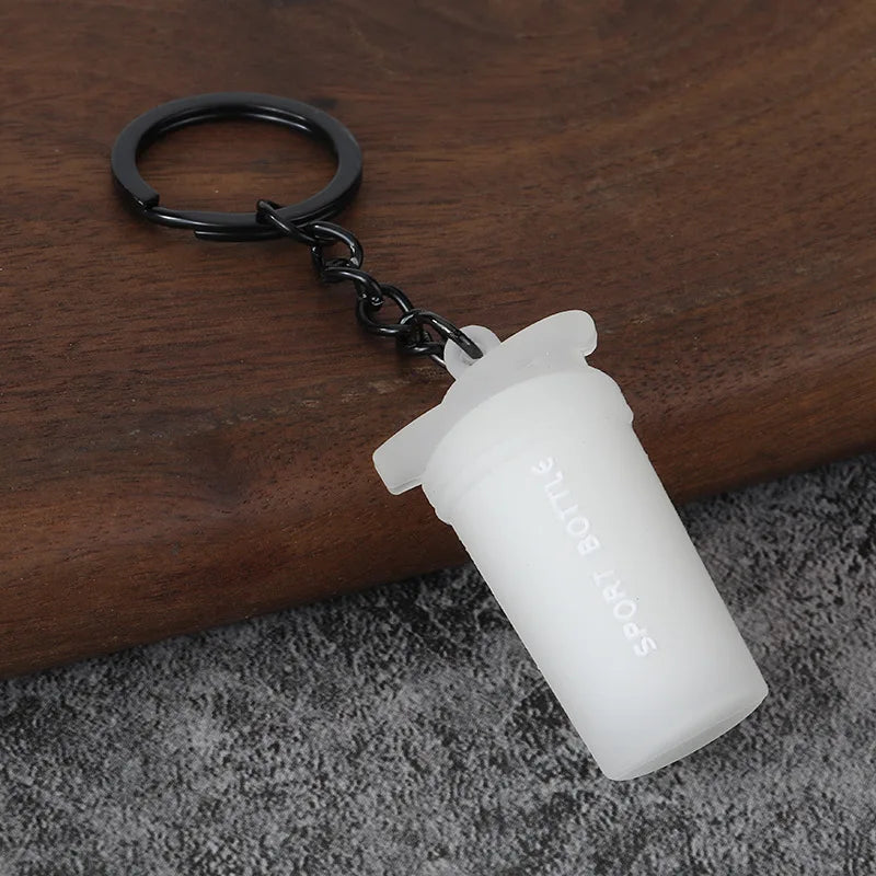 Metal Barbell and Dumbbell Keychain