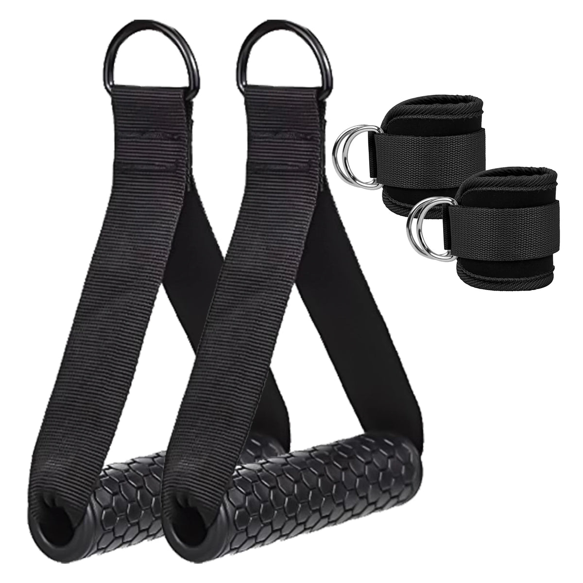 Cable Machine Attachment Kit – Handles, Ankle Strap and Tricep Rope