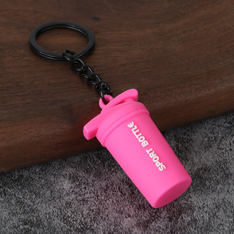 Metal Barbell and Dumbbell Keychain