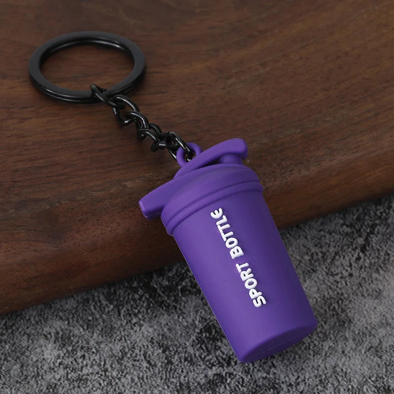 Metal Barbell and Dumbbell Keychain