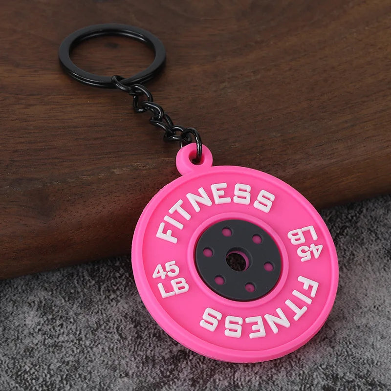 Metal Barbell and Dumbbell Keychain